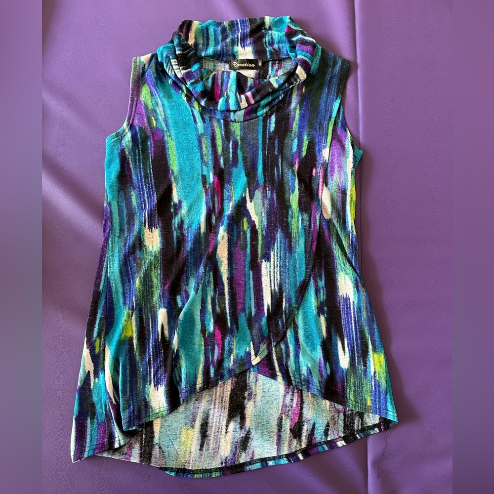 Multicolored Cowl Neck Tank Top